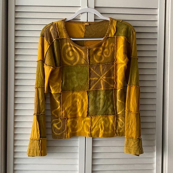 Tops | Yellow Patchwork Top | Poshmark